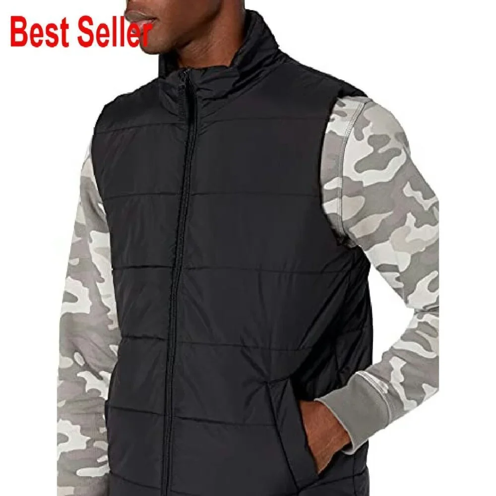 Men's Midweight Fleece-Lined Puffer Vest Classic Insulated Winter Layering